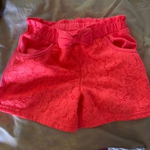 Neon pink girls lace overlay shorts